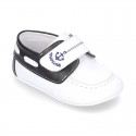 Soft Nappa leather BOAT SHOES with velcro strap for baby.