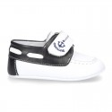 Soft Nappa leather BOAT SHOES with velcro strap for baby.