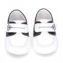 Soft Nappa leather BOAT SHOES with velcro strap for baby.