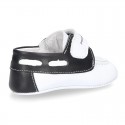 Soft Nappa leather BOAT SHOES with velcro strap for baby.