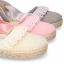 LINEN canvas espadrille shoes dancer style with laces design.