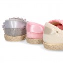 LINEN canvas espadrille shoes dancer style with laces design.