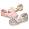 LINEN canvas espadrille shoes dancer style with laces design.