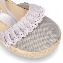 LINEN canvas espadrille shoes dancer style with laces design.