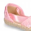 LINEN canvas espadrille shoes dancer style with laces design.