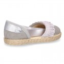 LINEN canvas espadrille shoes dancer style with laces design.