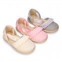 LINEN canvas espadrille shoes dancer style with laces design.