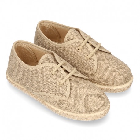 NATURAL LINEN canvas Bamba espadrille type shoes.