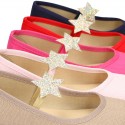 Special dress cotton canvas Ballet flat shoes with STAR design.