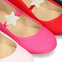 Special dress cotton canvas Ballet flat shoes with STAR design.