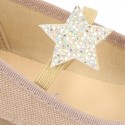 Special dress cotton canvas Ballet flat shoes with STAR design.