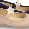 Special dress cotton canvas Ballet flat shoes with STAR design.