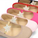 Special dress cotton canvas Ballet flat shoes with STAR design.