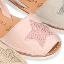 New Soft leather Menorquina Sandal shoes with rear strap and STAR design.