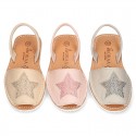 New Soft leather Menorquina Sandal shoes with rear strap and STAR design.