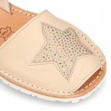 New Soft leather Menorquina Sandal shoes with rear strap and STAR design.