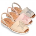 New Soft leather Menorquina Sandal shoes with rear strap and STAR design.