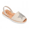 New Soft leather Menorquina Sandal shoes with rear strap and STAR design.