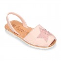 New Soft leather Menorquina Sandal shoes with rear strap and STAR design.