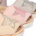 Menorquina sandals with STAR design and hook and loop strap.