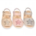 Menorquina sandals with STAR design and hook and loop strap.
