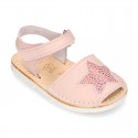 Menorquina sandals with STAR design and hook and loop strap.