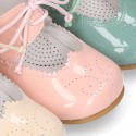 Little Mary jane shoes angel style in patent leather in pastel colors.