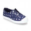 Cotton Canvas sneakers with STARS print, elastic bands and rubber toe cap.