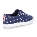 Cotton Canvas sneakers with STARS print, elastic bands and rubber toe cap.