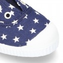 Cotton Canvas sneakers with STARS print, elastic bands and rubber toe cap.