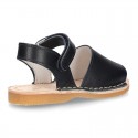 Baby Menorquina sandal shoes with hook and loop strap in nappa leather.