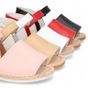 Baby Menorquina sandal shoes with hook and loop strap in nappa leather.