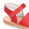 Baby Menorquina sandal shoes with hook and loop strap in nappa leather.