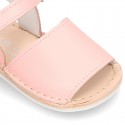 Baby Menorquina sandal shoes with hook and loop strap in nappa leather.