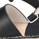 Baby Menorquina sandal shoes with hook and loop strap in nappa leather.