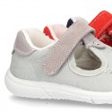 New combined sandal shoes BOAT SHOES style with velcro strap, toe cap and counter.