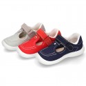 New combined sandal shoes BOAT SHOES style with velcro strap, toe cap and counter.