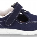 New combined sandal shoes BOAT SHOES style with velcro strap, toe cap and counter.