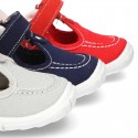 New combined sandal shoes BOAT SHOES style with velcro strap, toe cap and counter.