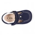 New combined sandal shoes BOAT SHOES style with velcro strap, toe cap and counter.