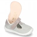 New combined sandal shoes BOAT SHOES style with velcro strap, toe cap and counter.