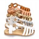 Cowhide leather sandal shoes jelly type design.