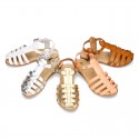 Cowhide leather sandal shoes jelly type design.