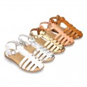 Cowhide leather sandal shoes jelly type design.