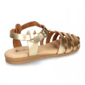 Cowhide leather sandal shoes jelly type design.