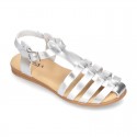 Cowhide leather sandal shoes jelly type design.