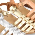 Cowhide leather sandal shoes jelly type design.