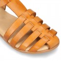 Cowhide leather sandal shoes jelly type design.