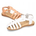 Cowhide leather sandal shoes jelly type design.