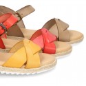 New Cowhide leather Braided sandal shoes for toddler girls.